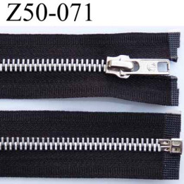 fermeture zip à glissière longueur 50 cm largeur 3 cm couleur noir séparable et glissière métal  largeur 6 mm