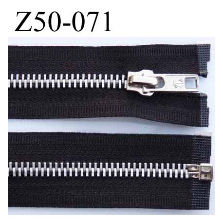 fermeture zip à glissière longueur 50 cm largeur 3 cm couleur noir séparable et glissière métal largeur 6 mm