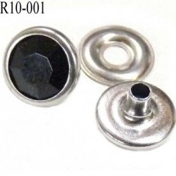 Rivet Strass à facette couleur noir et chromé diamètre 10 mm prix pour un rivets et une rondelle