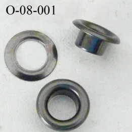 Oeillet en métal couleur acier   diamètre extérieur 8 mm diamètre intérieur 4 mm hauteur 4 mm 