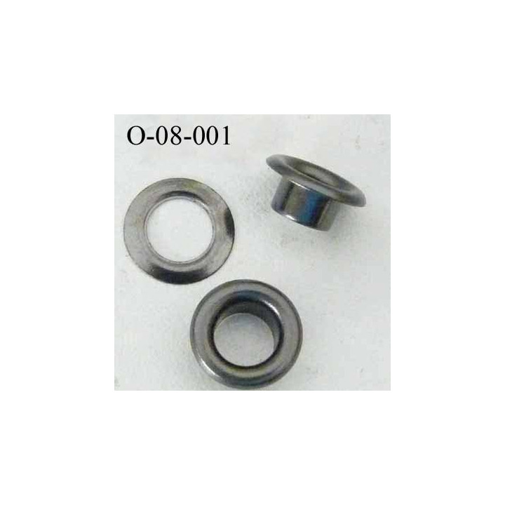 Oeillet en métal couleur acier   diamètre extérieur 8 mm diamètre intérieur 4 mm hauteur 4 mm 
