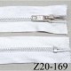 fermeture zip à glissière en coton longueur 20 cm couleur blanc non séparable largeur 3 cm glissière métal alu largeur 5 mm