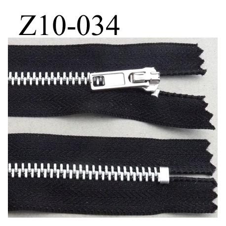 fermeture zip à glissière longueur 10 cm couleur noir non séparable largeur 3 cm glissière métal largeur du zip 6 mm