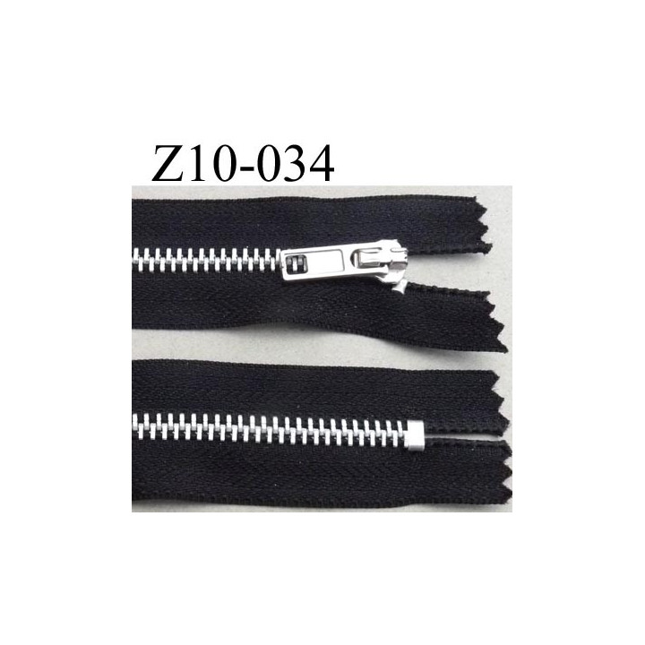 fermeture zip à glissière longueur 10 cm couleur noir non séparable largeur 3 cm glissière métal largeur du zip 6 mm