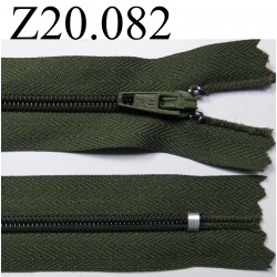 fermeture zip longueur 20 cm couleur vert non séparable zip nylon largeur 2,5 cm