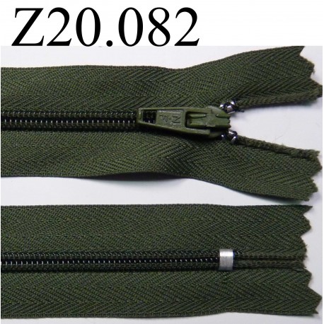 fermeture éclair longueur 20 cm couleur vert non séparable zip nylon largeur 2,5 cm