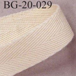 Biais sergé qualité supérieur 100 % coton largeur 20 mm couleur écru   prix au mètre