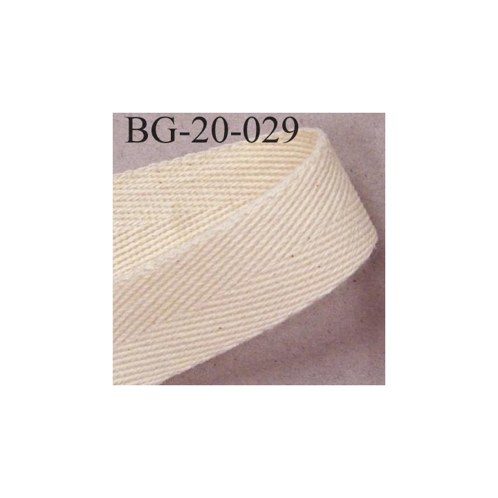 Biais sergé qualité supérieur 100 % coton largeur 20 mm couleur écru   prix au mètre