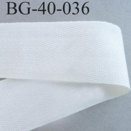 Biais sergé qualité supérieur 100 % coton largeur 40 mm couleur naturel écru souple  prix au mètre