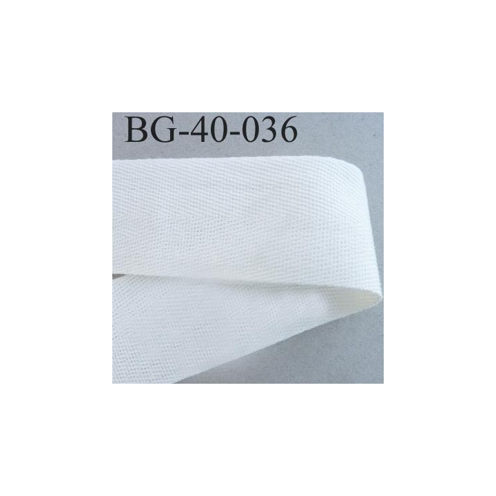 Biais sergé qualité supérieur 100 % coton largeur 40 mm couleur naturel écru souple  prix au mètre
