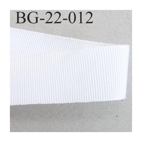 Galon ruban gros grain largeur 22 mm couleur blanc 45 % viscose 55 % coton très solide 