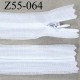 fermeture zip à glissière invisible longueur 55 cm couleur blanc non séparable largeur 2.5 cm glissière nylon largeur 4 mm 