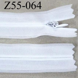 fermeture zip à glissière invisible longueur 55 cm couleur blanc non séparable largeur 2.5 cm glissière nylon largeur  4 mm 