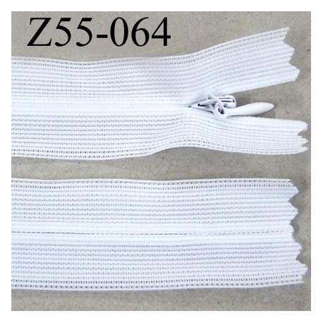 fermeture zip à glissière invisible longueur 55 cm couleur blanc non séparable largeur 2.5 cm glissière nylon largeur 4 mm 