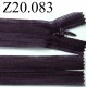 fermeture éclair invisible longueur 20 cm couleur prune non séparable zip nylon largeur 2,5 cm