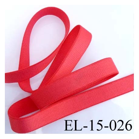 Elastique plat largeur 15 mm couleur rouge sweat brillant superbe très belle qualité haut de gamme prix au mètre