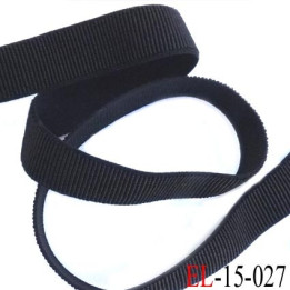 Elastique fin gros grain couleur  noir largeur 15 mm 