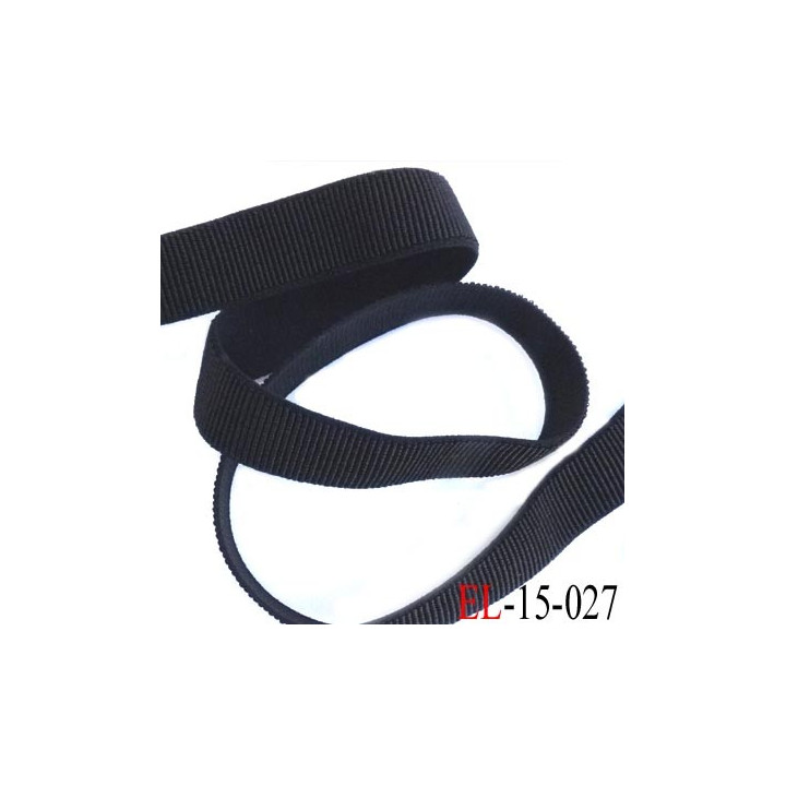 Elastique fin gros grain couleur  noir largeur 15 mm 