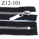 fermeture zip longueur 15 cm couleur noir non séparable largeur 3 cm glissière métal chromé largeur 6 mm