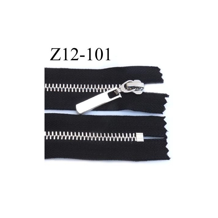fermeture zip longueur 12 cm couleur noir non séparable largeur 3 cm glissière métal chromé vraiment superbe largeur 6 mm