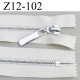 fermeture zip longueur 12 cm couleur écru non séparable largeur 3 cm glissière métal chromé vraiment superbe largeur 6 mm