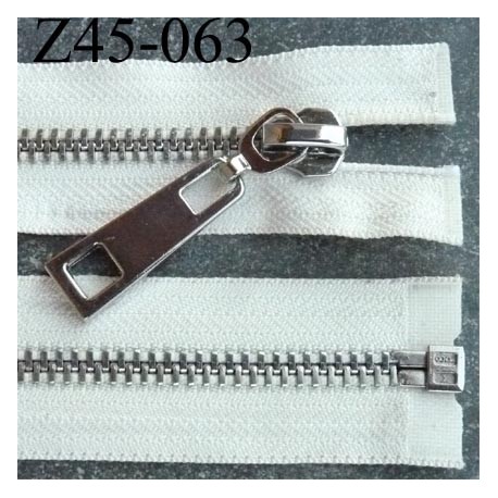 fermeture zip longueur 45 cm couleur écru séparable superbe largeur 3,8 cm largeur de la glissière métal chromé largeur 8 mm