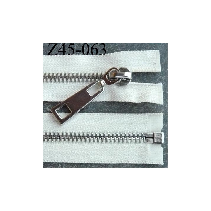 fermeture zip longueur 45 cm couleur écru séparable superbe largeur 3,8 cm largeur de la glissière métal chromé largeur 8 mm