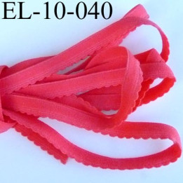 élastique picot  plat largeur 10 mm couleur rose corail  prix au mètre