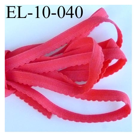 élastique picot plat largeur 10 mm couleur rose corail prix au mètre