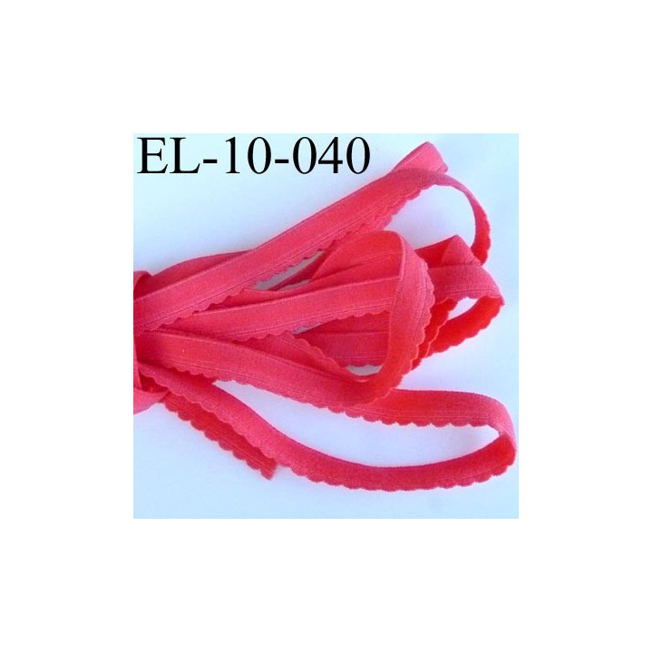 élastique picot  plat largeur 10 mm couleur rose corail  prix au mètre