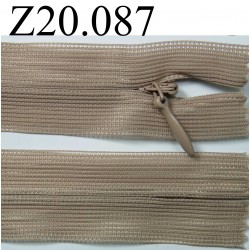 fermeture éclair invisible longueur 20 cm couleur marron non séparable zip nylon largeur 2,5 cm