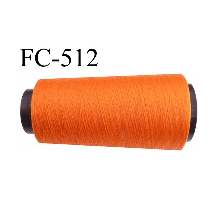 Cone de fil mousse polyester  fil n° 160 couleur orange lumineux cone de 1000 mètres bobiné en France