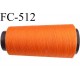 Cone de fil mousse polyester fil n° 160 couleur orange lumineux cone de 2000 mètres bobiné en France