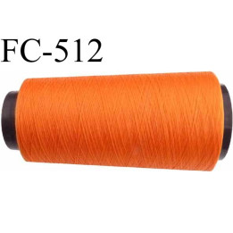 Cone de fil mousse polyester  fil n° 160 couleur orange lumineux cone de 2000 mètres bobiné en France