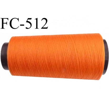 Cone de fil mousse polyester fil n° 160 couleur orange lumineux cone de 2000 mètres bobiné en France