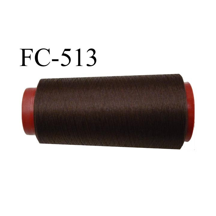 Cone de fil mousse polyester  fil n° 160 couleur marron foncé cone de 2000 mètres bobiné en France
