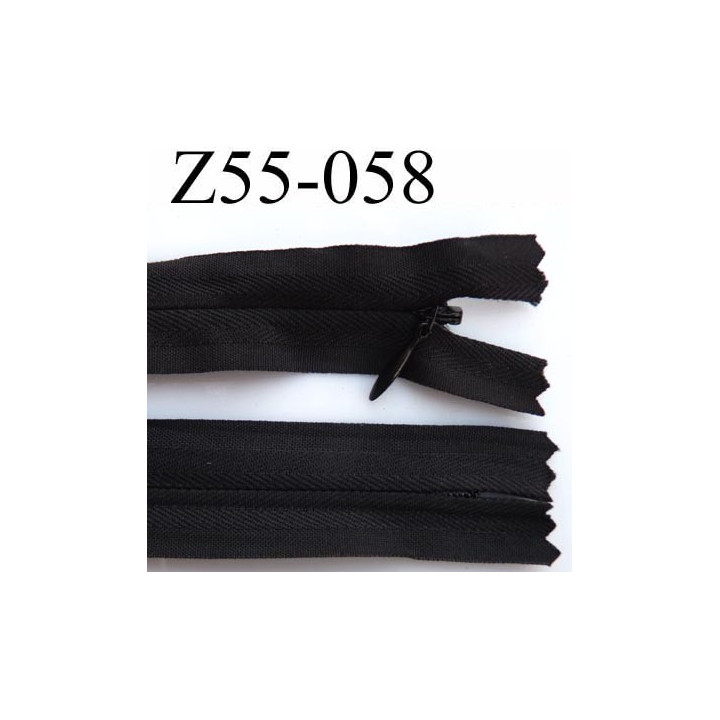 fermeture invisible  zip à glissière longueur 55 cm couleur noir non séparable largeur 2.2 cm glissière nylon largeur 4 mm