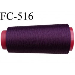 Cone de fil mousse polyester fil n° 160 couleur prune cone de 1000 mètres bobiné en France