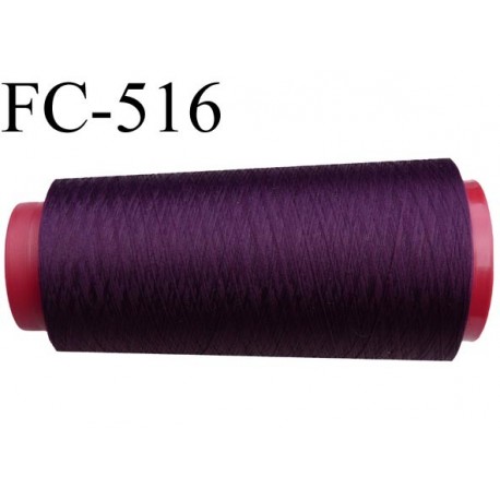 Cone de fil mousse polyester fil n° 160 couleur prune cone de 1000 mètres bobiné en France
