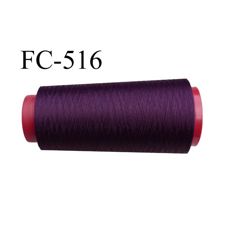 Cone de fil mousse polyester  fil n° 160 couleur prune cone de 1000 mètres bobiné en France