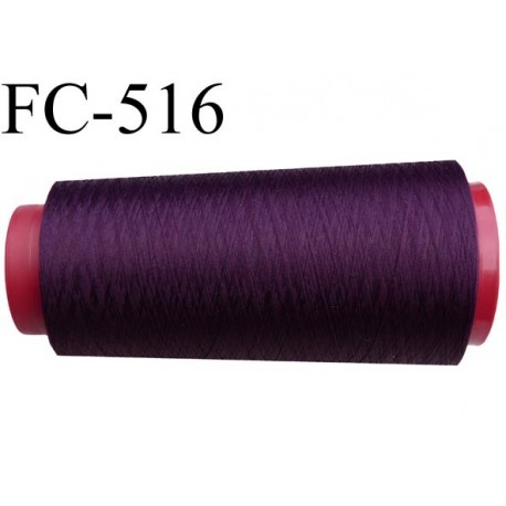 Cone de fil mousse polyester fil n° 160 couleur prune cone de 2000 mètres bobiné en France