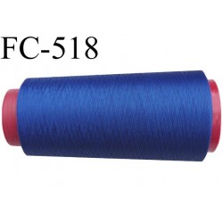 Cone de fil mousse polyester  fil n° 160 couleur bleu cone de 2000 mètres bobiné en France