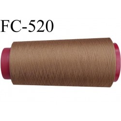 Cone de fil mousse polyester fil n° 160 couleur marron caramel cone de 2000 mètres bobiné en France