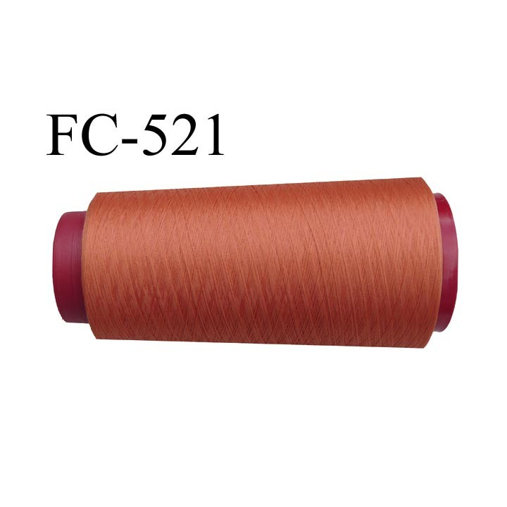 Cone de fil mousse polyester  fil n° 160 couleur orange foncé ou orangé cone de 1000 mètres bobiné en France