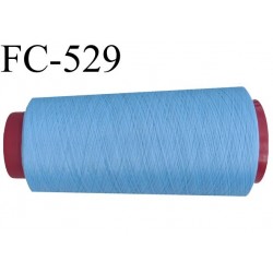 Cone de fil mousse polyester fil n° 120 couleur bleu cone de 2000 mètres bobiné en France
