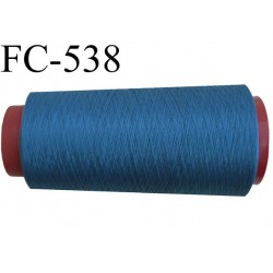 Cone de fil mousse polyester fil n° 160 couleur bleu cone de 2000 mètres bobiné en France