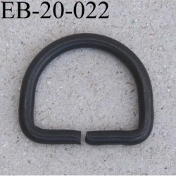 Boucle étrier demi rond métal acier noir largeur extérieur 2.1 cm intérieur 1.6 cm iédal sangle de 1.5 cm hauteur 18 mm