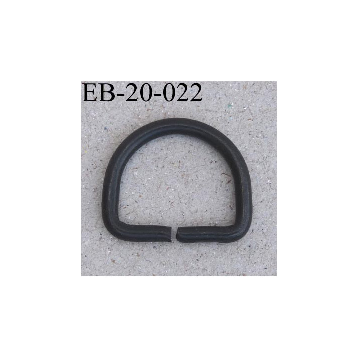 Boucle étrier demi rond métal acier noir largeur extérieur 2.1 cm intérieur 1.6 cm iédal sangle de 1.5 cm hauteur 18 mm