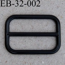 Boucle rectangle en métal couleur noir brillant largeur extérieur 3.2 cm largeur intérieur 2.7 cm hauteur 23 mm 