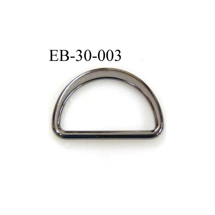 Boucle etrier anneau demi rond métal couleur acier brillant largeur extérieur 3 cm intérieur 2.5 cm hauteur 2.1 cm